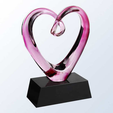 art glass, art glass crystal awards, custom crystal awards, custom awards, abstract awards, glass art, heart award, crystal heart, glass heart art, custom heart award.